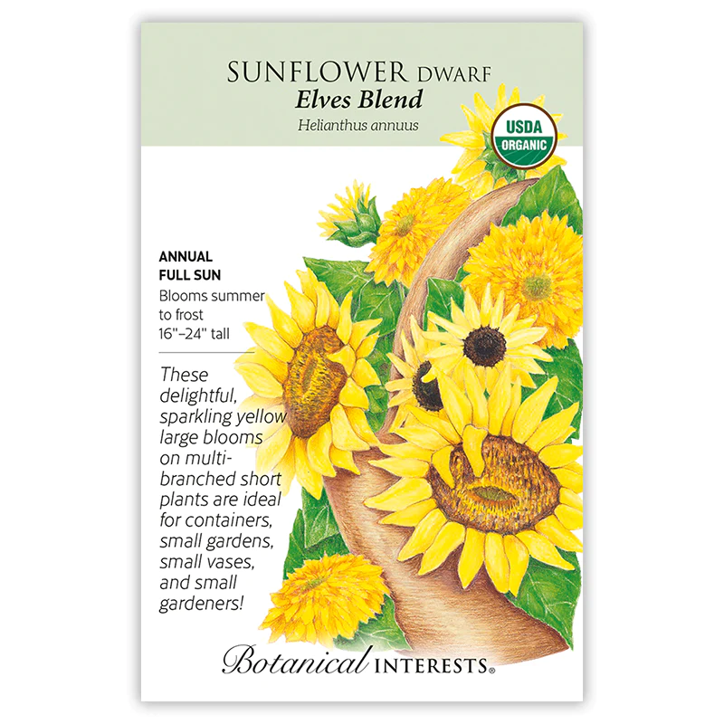 Packet of Botanical Interests sunflower seeds.